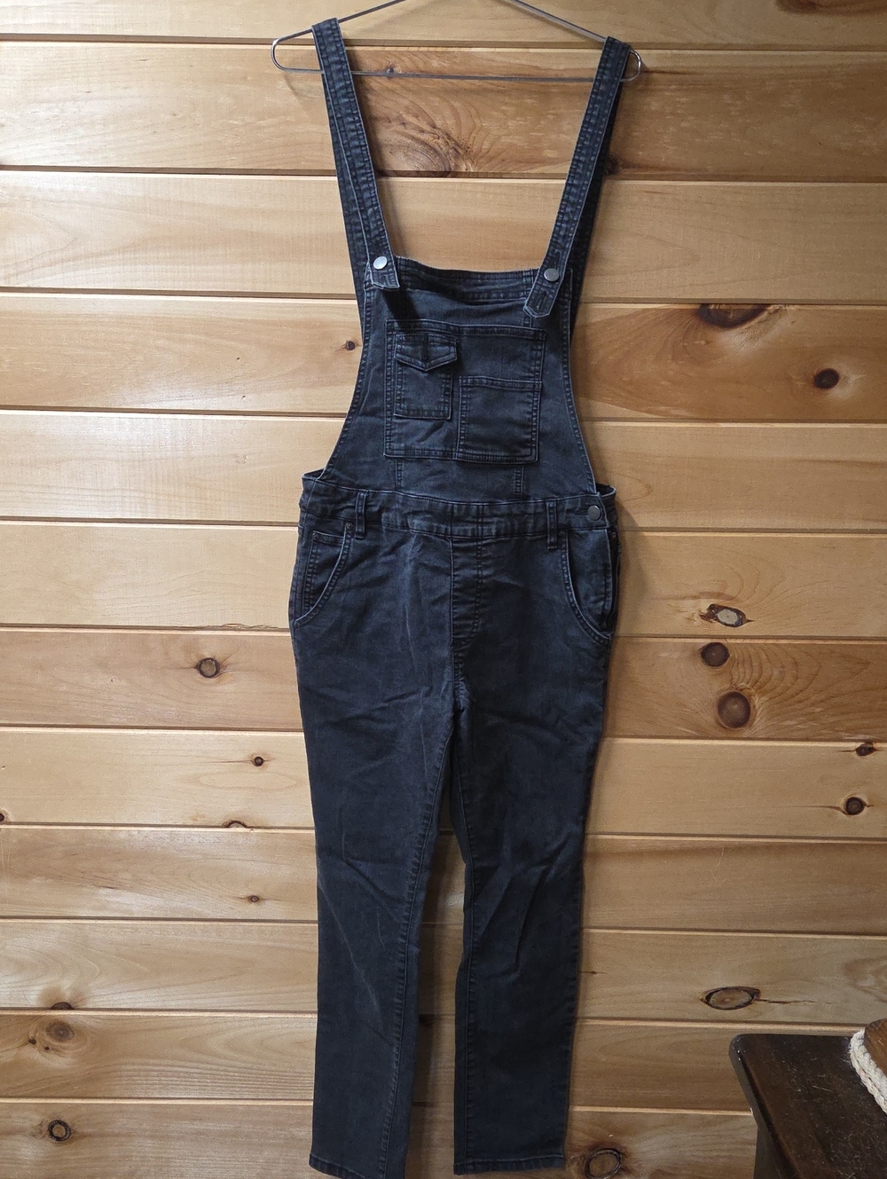 Free People Black Denim Overalls Jumpsuit